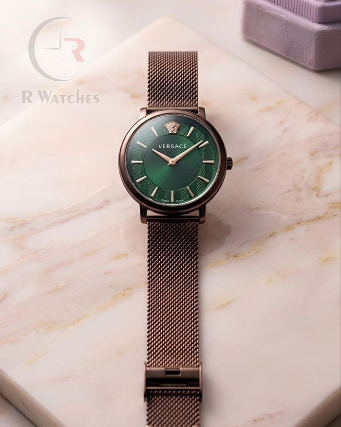(OS) Versace Girls Brown Green Dial