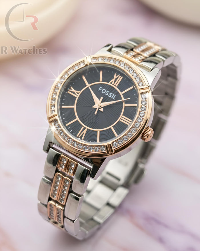 (OS)⭐ Fossil girls dual tone black dimond