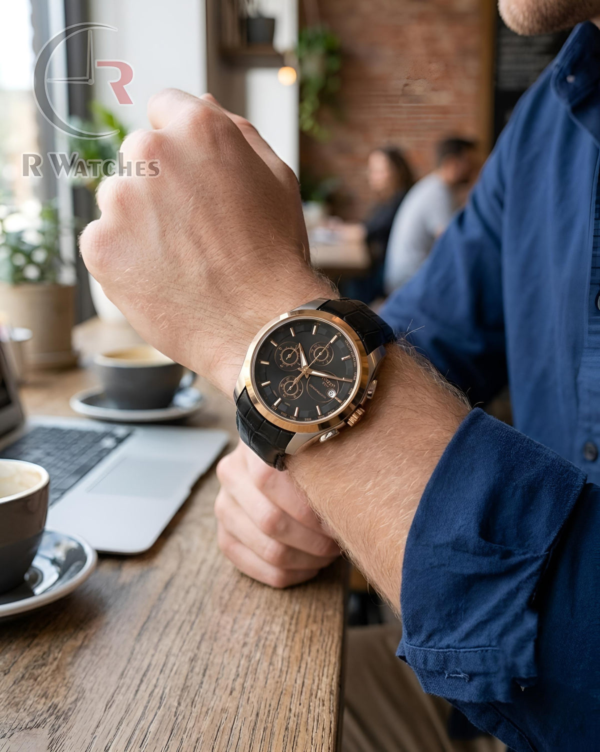 (OS3)⭐ Tissot leather black dual tone black