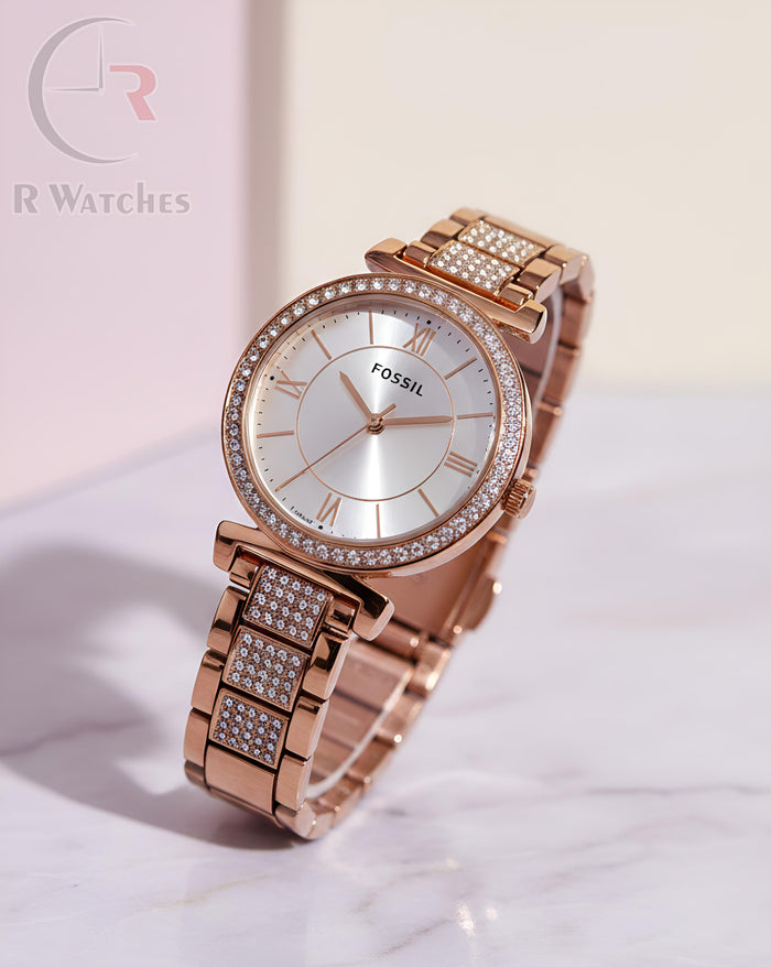 (OS) Fossil girls rose gold white diamond