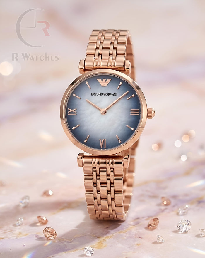 (OS) Armani Girls Rose Gold Grey Dial