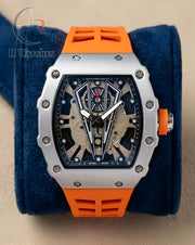 (OS)⭐ RM Silicon Orange Silver Black Dial