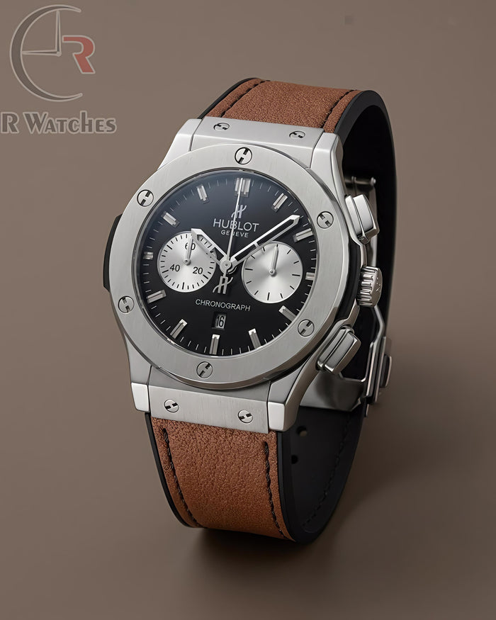 (OS) Hublot Machinery Leather Silver Brown