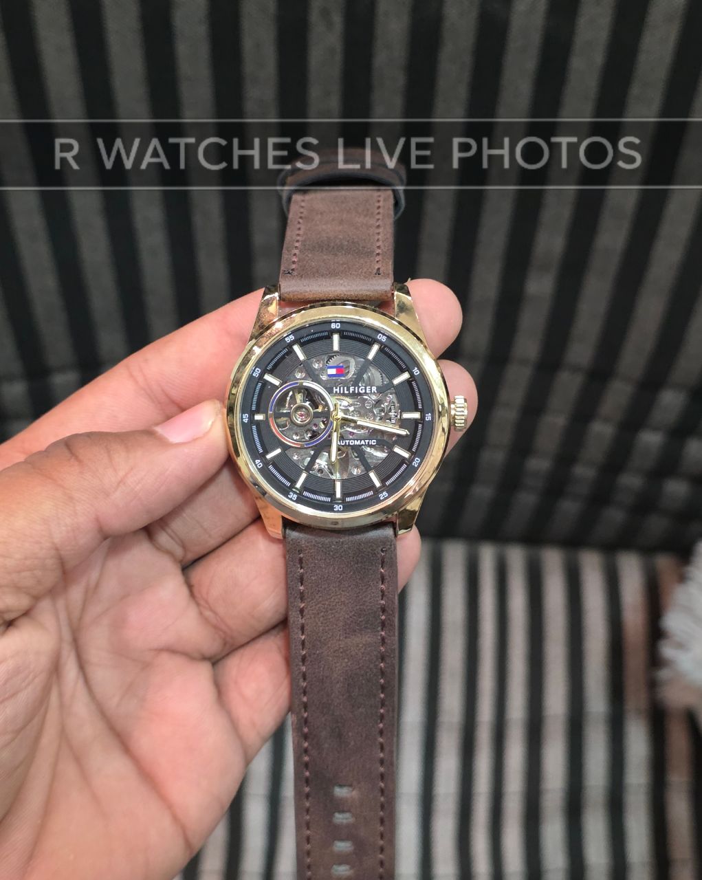 (OS)⭐ Tommy Hilfiger automatic brown leather