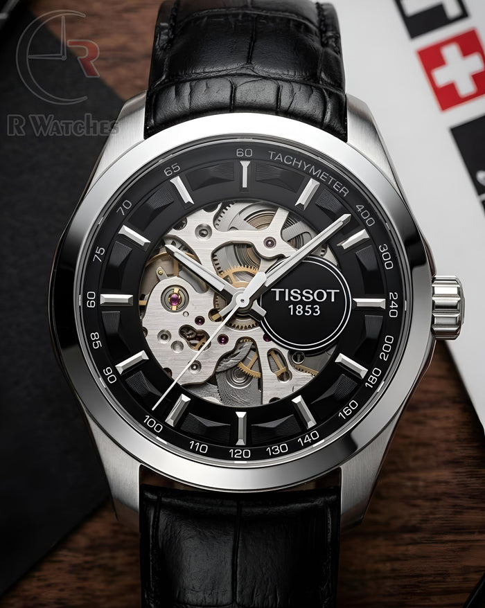 (OS2) Tissot Automatic Leather Silver Black