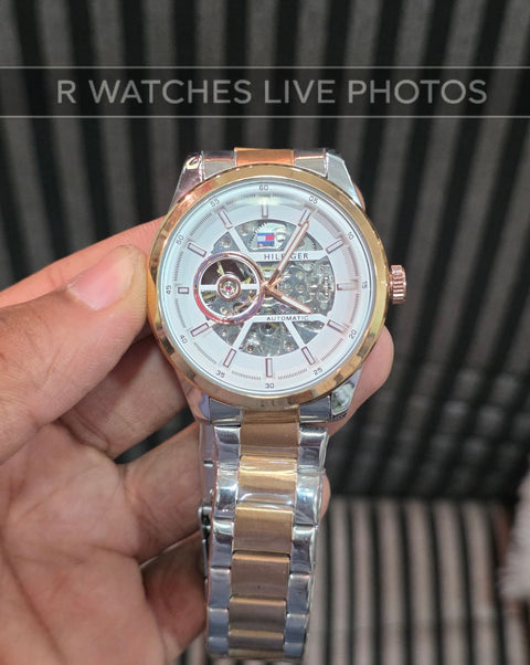 (SS)⭐ Tommy Hilfiger automatic dual tone white dial