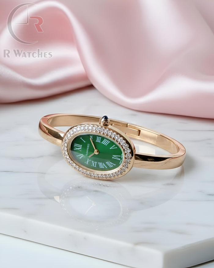 (SS) Cartier girls rose gold green dimond