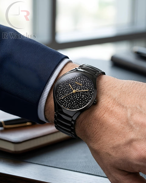 (OS2)⭐ Rado Black Metal Gold Dial
