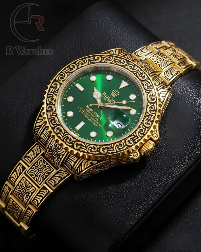 (OS4) Rolex rajwadi gold green