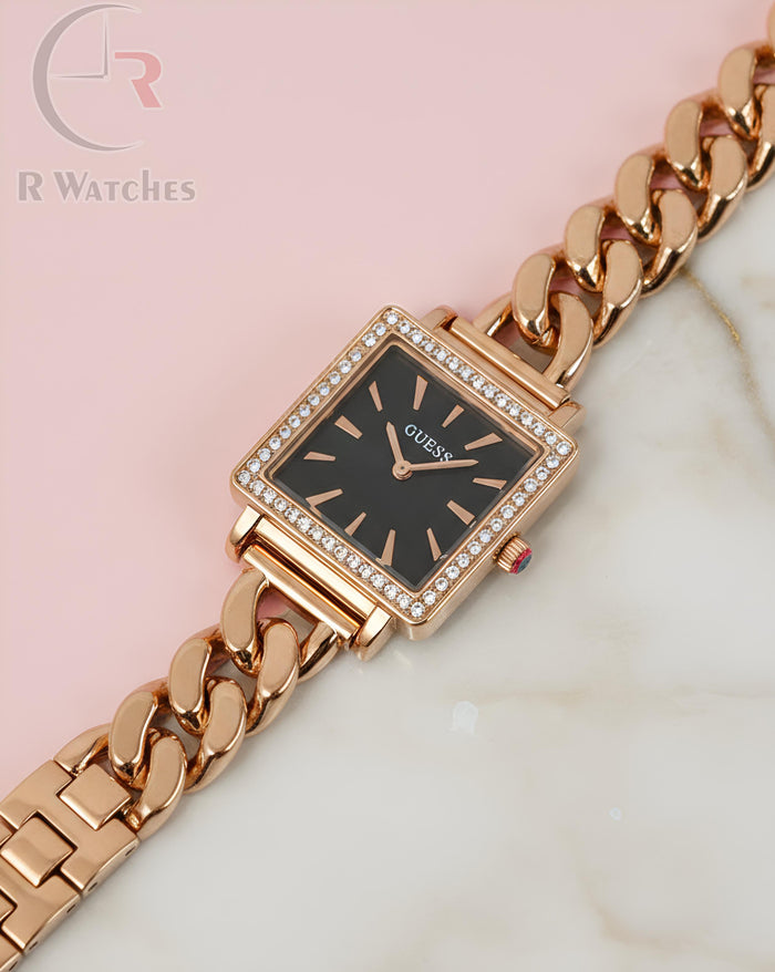 (SS) Guess girls rose gold black dimond