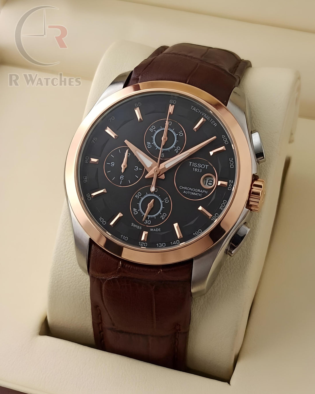 (OS3) Tissot leather brown dual tone black