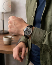 (OS) Patek Philippe Leather Silver Black