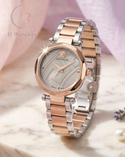 (OS)⭐ Versace Girls Rose Gold Grey Dial