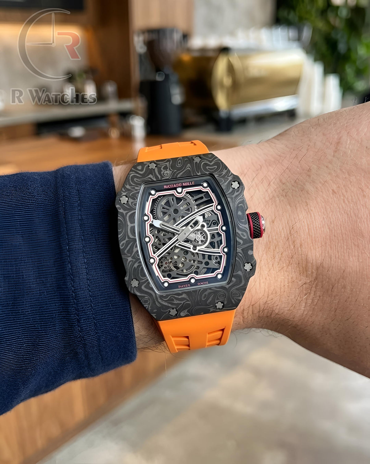 (OS)⭐ RM Silicon Orange Black Red Dial