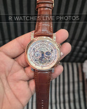 (OS2)⭐ Cartier Automatic Leather Rose Gold White (CAL1)