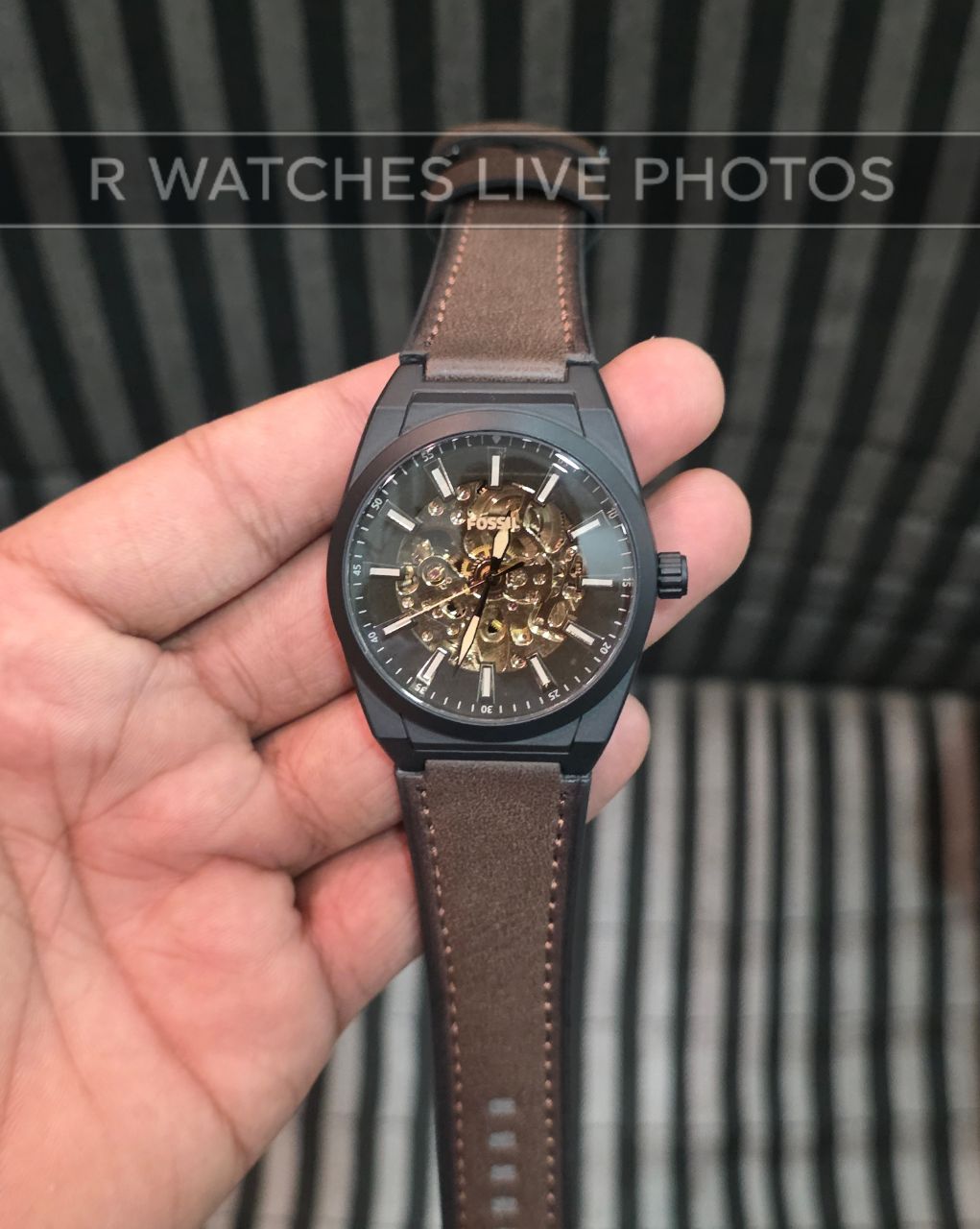(OS4)⭐ Fossil Automatic Leather Brown Black