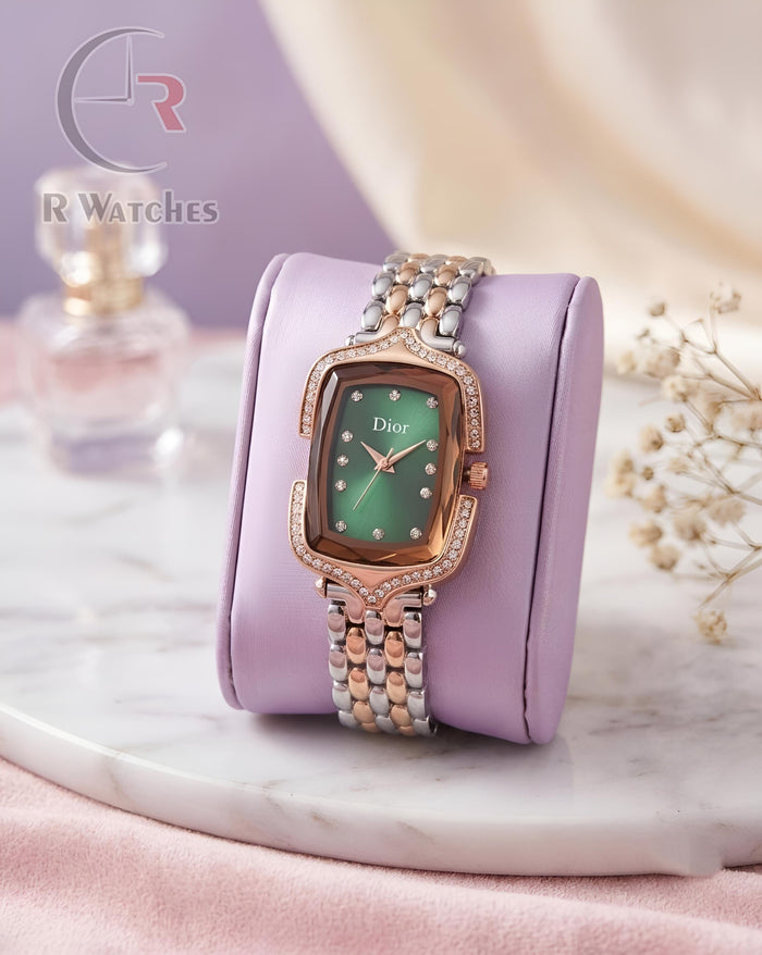 (OS) Dior Girls Diamond Rose Gold Green