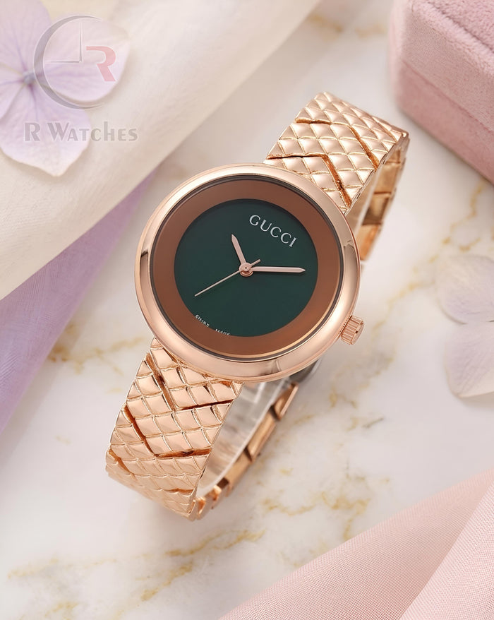 (SS) Gucci Girls Rose Gold Green