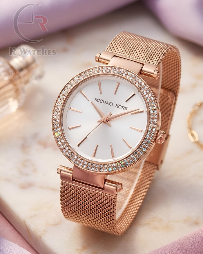 (OS) MK Girls Diomond Edition Rose Gold White