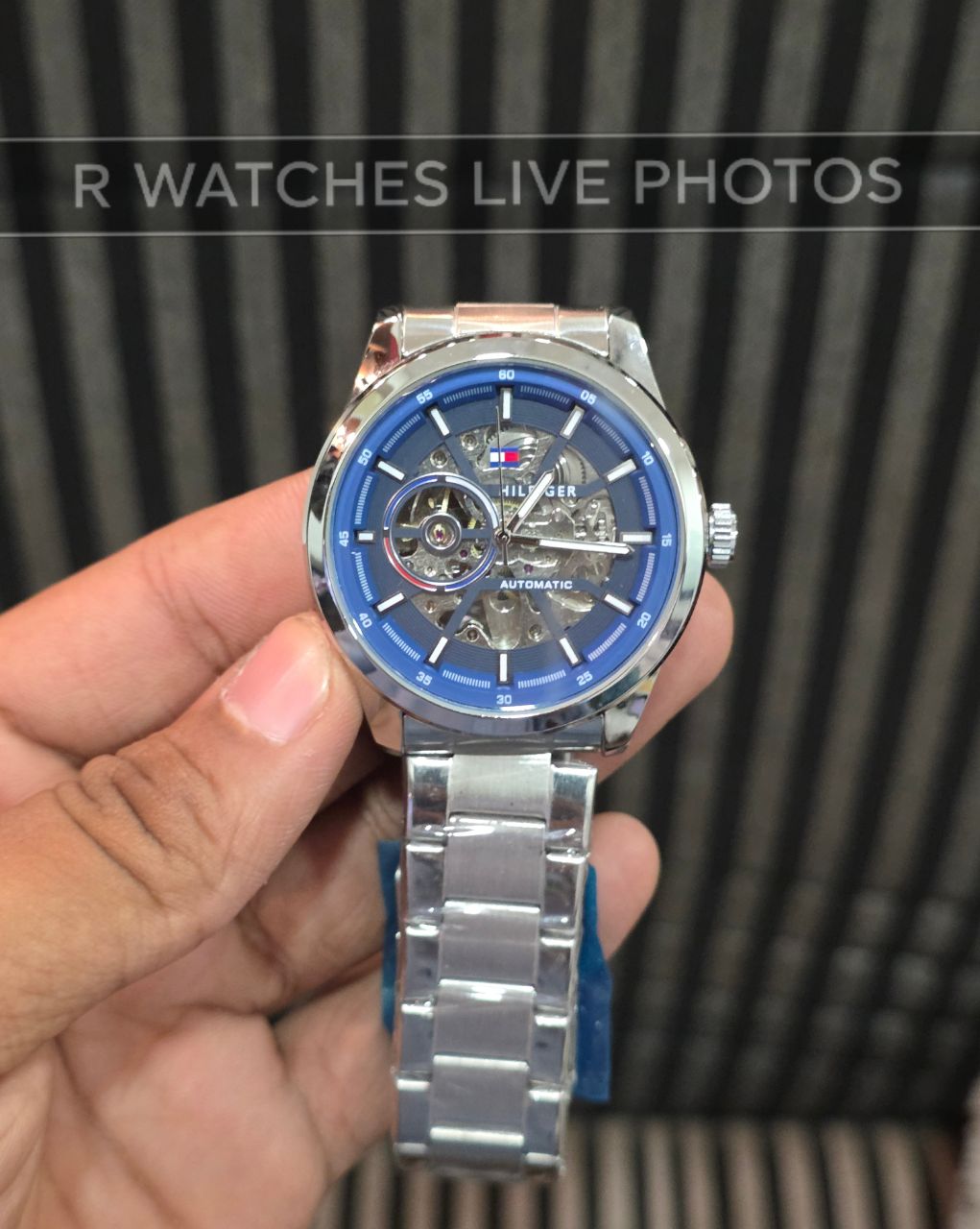 (OS)⭐ Tommy Hilfiger automatic silver blue dial