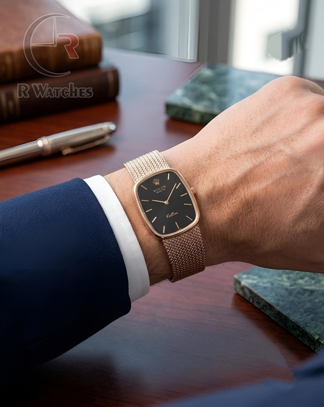(OS) Rolex Square Rose Gold Black