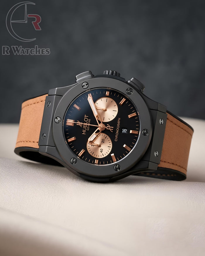 (OS) Hublot Leather Black Brown