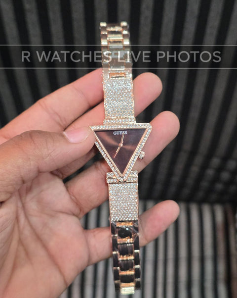 (OS)⭐ Guess Girls Diomond Edition Rose Gold Brown