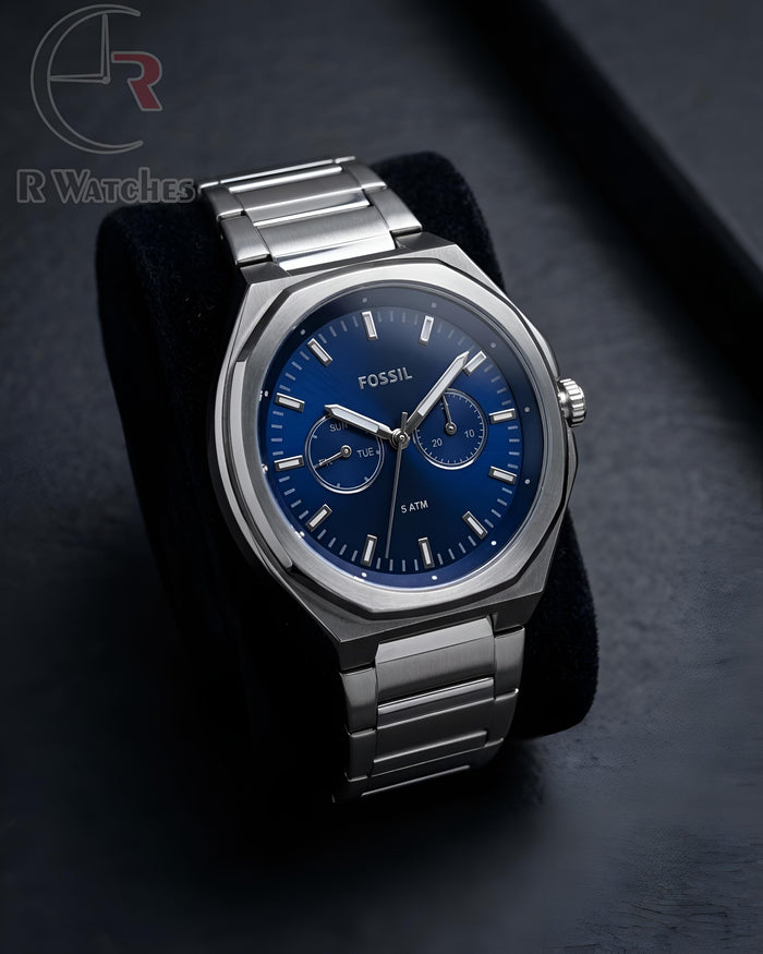 (OS) Fossil Nevy Blue Silver