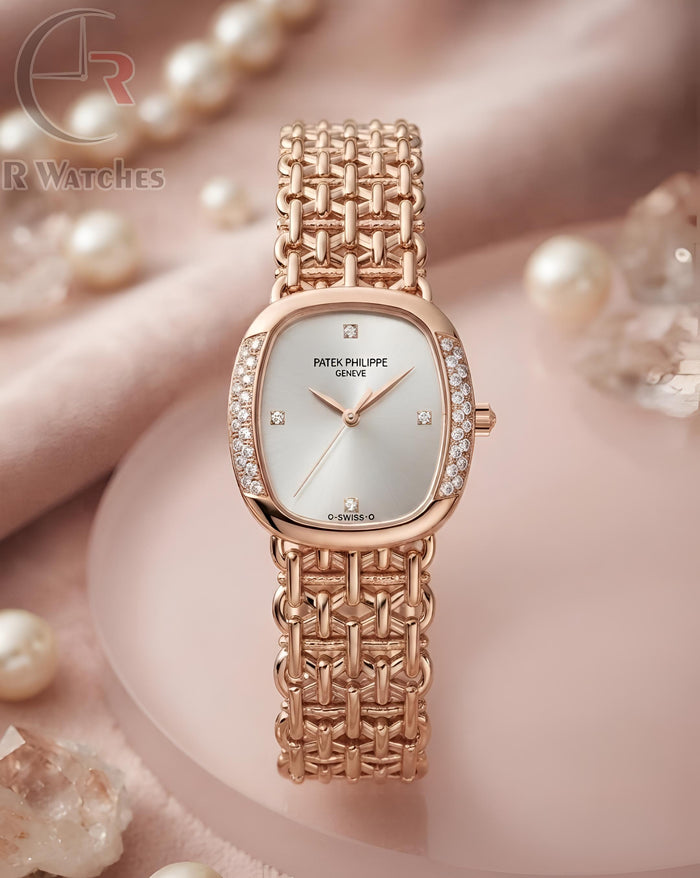 (OS) Patek Philippe Girls Diamond Rose Gold White