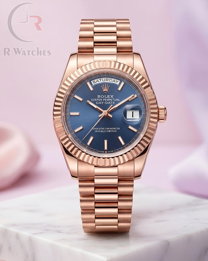 (OS) Rolex Girls Rose Gold Blue Dial