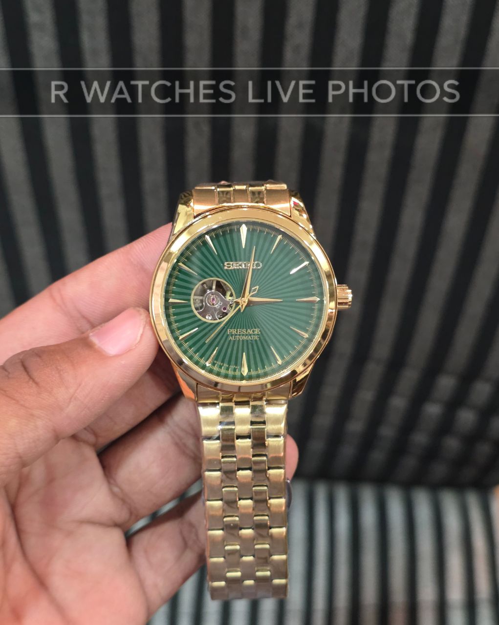 (OS3)⭐ Seiko automatic gold green