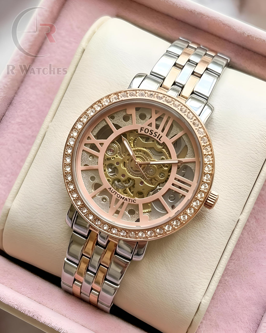 (OS) Fossil Girls Automatic Dual Tone Pink Dial