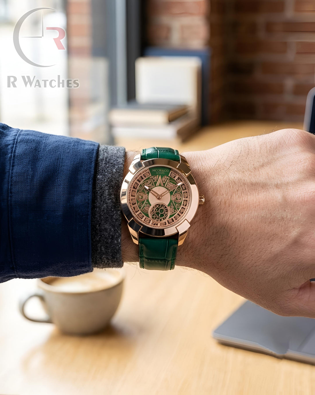(OS) Jacob & Co Leather Rose Gold Green