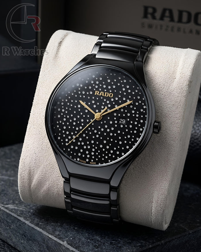(OS2)⭐ Rado Black Metal Gold Dial