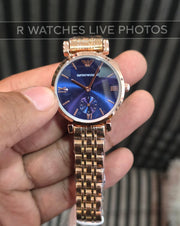(OS)⭐ Armani Girls Rose Gold Nevy Blue Dial