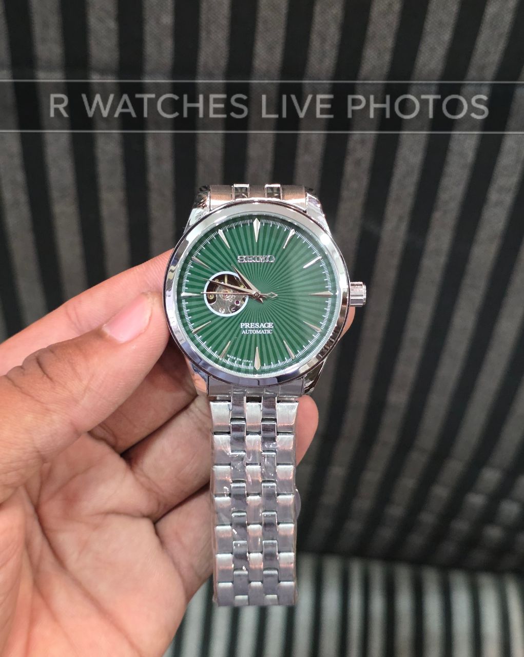 (OS2)⭐ Seiko Automatic Silver Green Dial