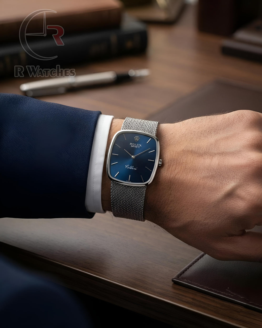 (SS) Rolex Silver Nevy Blue