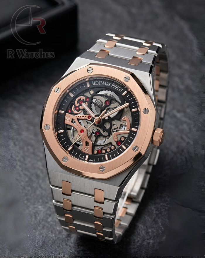 (OS2)⭐ AP Machinery Rose Gold Black Dial