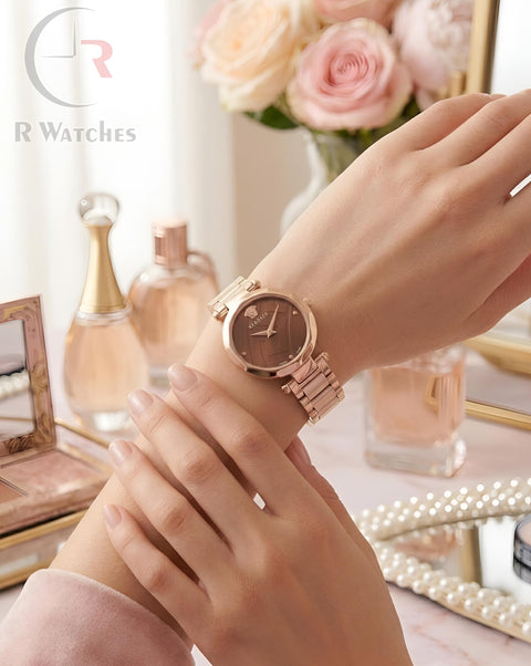 (OS3)⭐ Versace girls rose gold brown dial