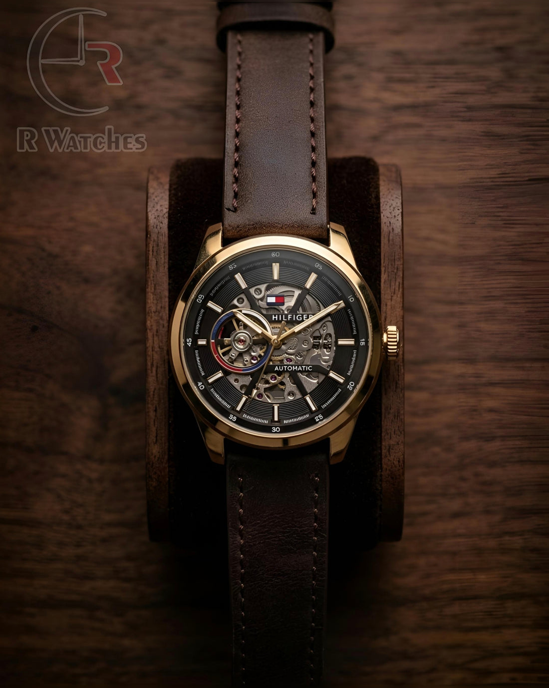 (OS) Tommy Hilfiger automatic brown leather