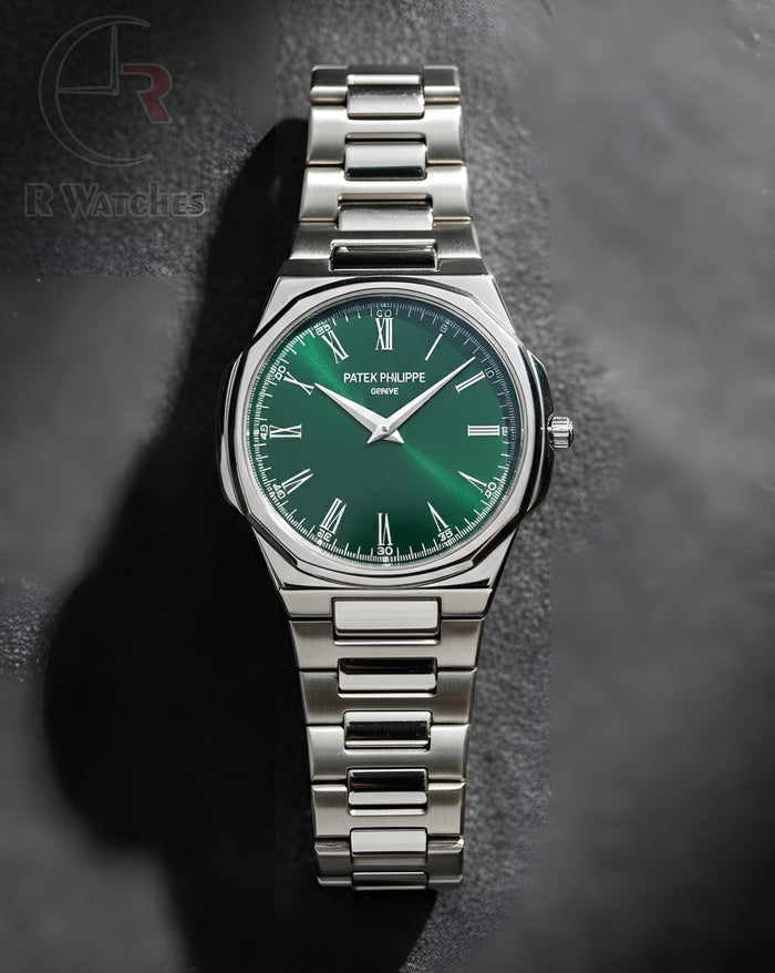 (OS2)⭐ Patek Philippe Silver Green Roman Dial