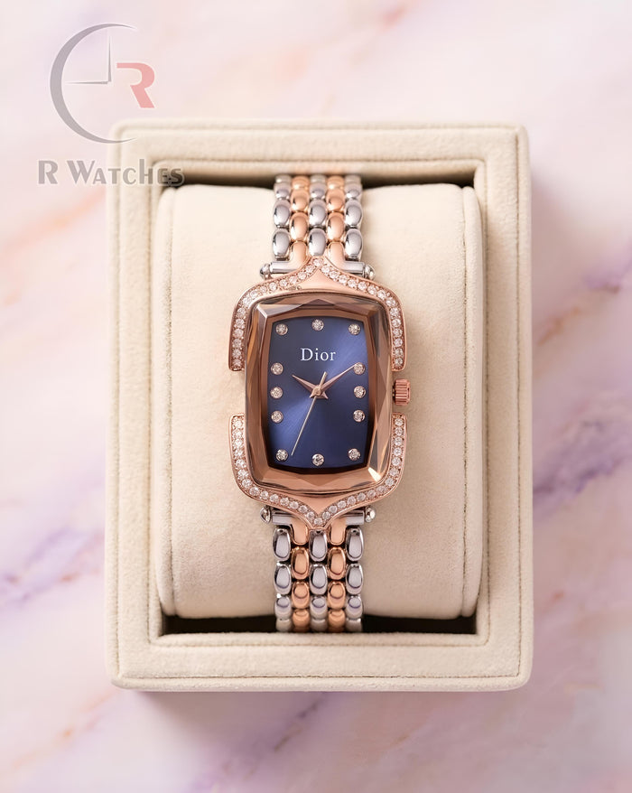 (OS) Dior Girls Diamond Rose Gold Nevy Blue