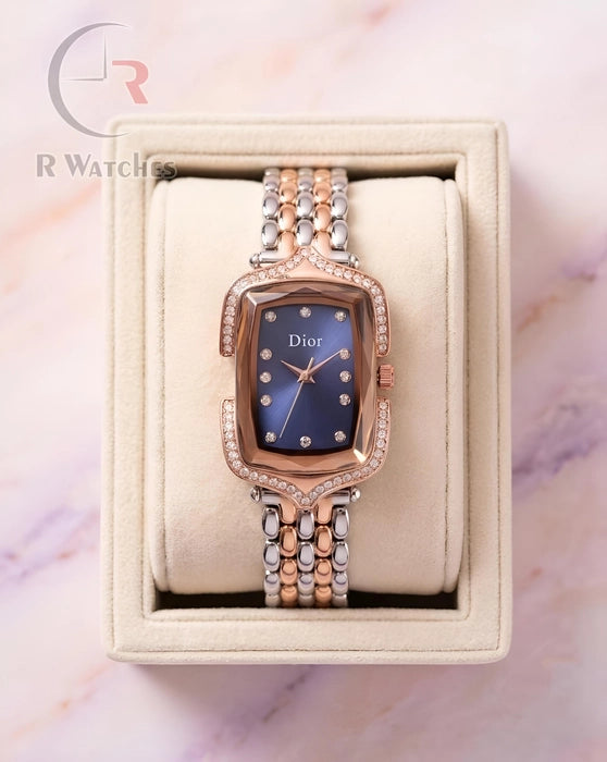 (OS) Dior Girls Diamond Rose Gold Nevy Blue