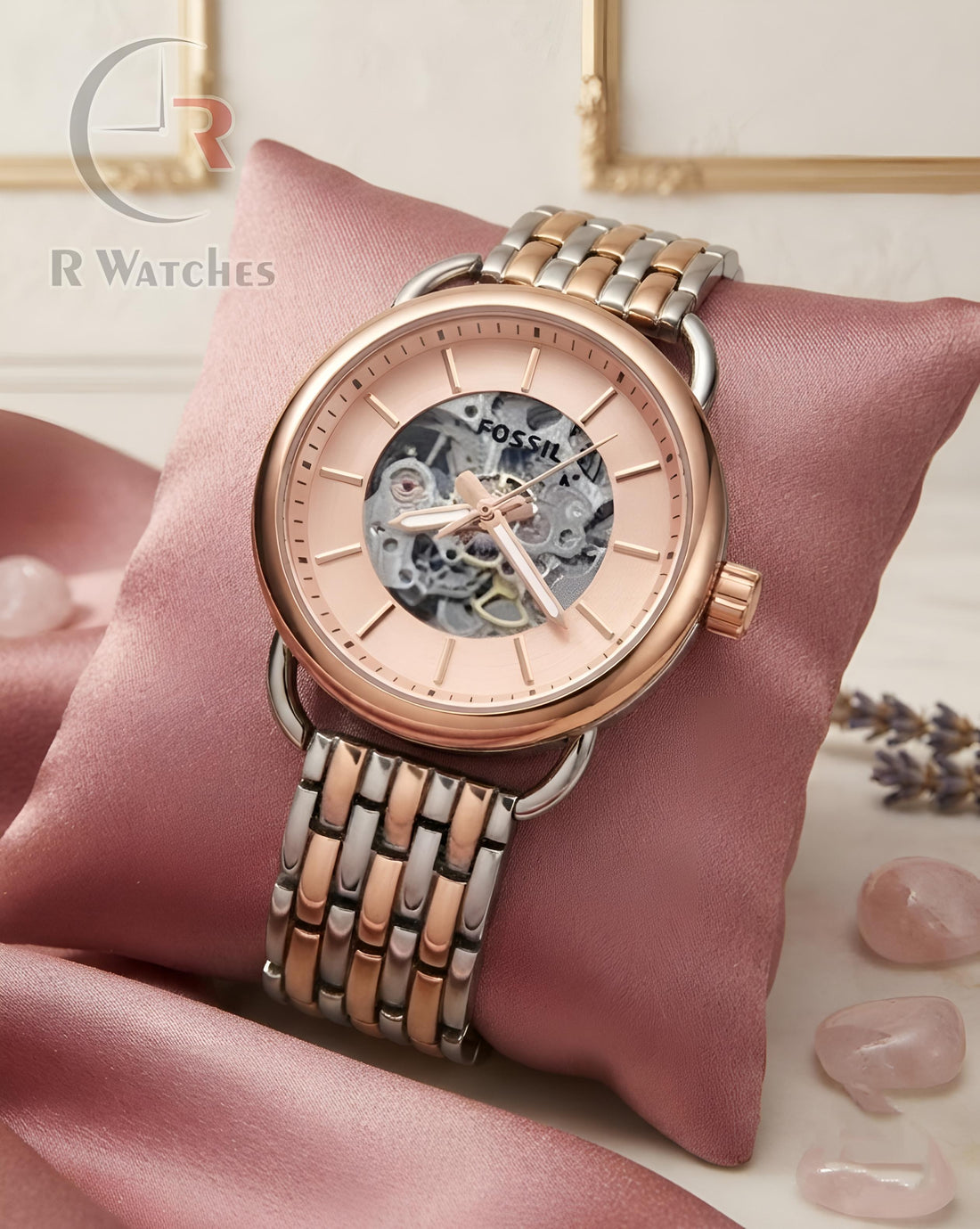 (OS) Fossil Girls Automatic Rose Gold Pink