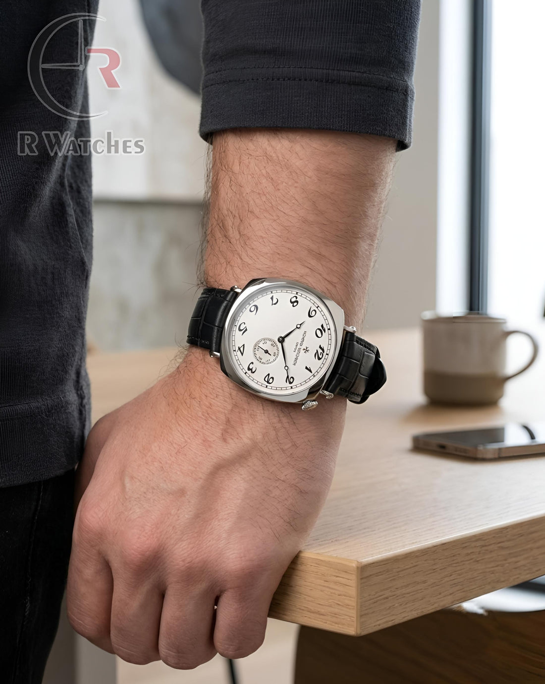 (OS) Vacheron Constantin Leather Silver White Black