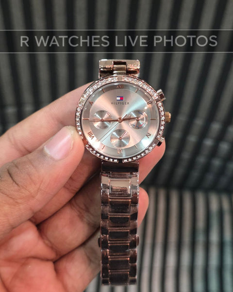 (OS)⭐ Tommy Hilfiger Girls Brown White Dial