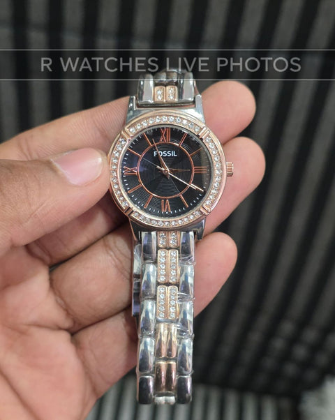 (OS)⭐ Fossil girls dual tone black dimond