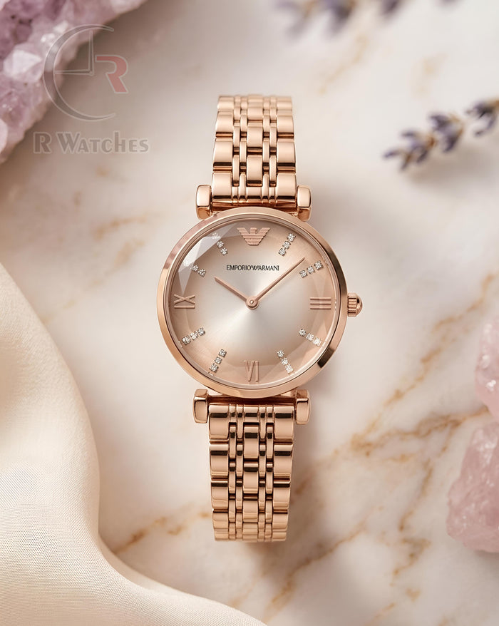 (SS)⭐ Armani Girls Diamond Cut Rose Gold Brown