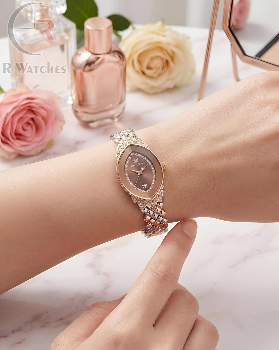 (SS) Swarovski Girls Diamond Rose Gold Brown