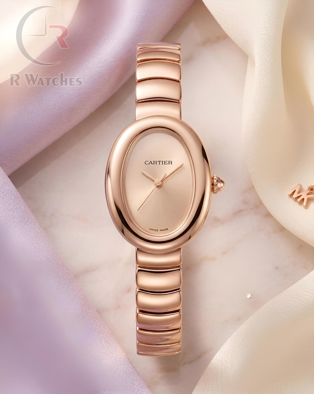 (OS)⭐ Cartier Girls Full Rose Gold Pink Dial